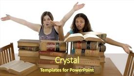  Presentation with teen girls - Beautiful PPT theme featuring copyright on books has expired study session teen girls at table with old law books backdrop and a tawny brown colored foreground