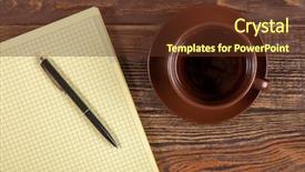 Presentation with notepad - Beautiful PPT layouts featuring copywriter - blank notepad on a wooden backdrop and a tawny brown colored foreground