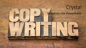  Presentation with wood rustic - Audience pleasing slide deck consisting of copywriter - copywriting word in letterpress printing backdrop and a coral colored foreground