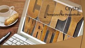 Presentation with wood type design - PPT theme consisting of copywriter - copywriting word in letterpress wood background and a coral colored foreground