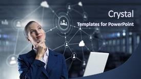  Presentation with wireless - PPT theme with copywriter - wireless connection technologies background and a tawny brown colored foreground