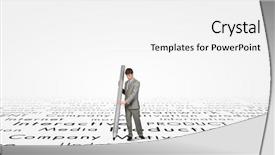  Presentation with writing - PPT theme with copywriter - young businessman writing business words background and a  colored foreground