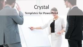  Presentation with stand up comedy 3d rendering - Presentation theme consisting of copywriter and designers to stand background and a white colored foreground