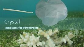  Presentation with plastic pollution - Cool new PPT layouts with coral-bleaching-and-plastic backdrop and a ocean colored foreground