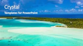  Presentation with pacific island - Slide set with atoll and famous blue lagoon background and a teal colored foreground