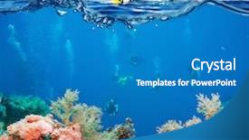  Presentation with tropical reef fish - Theme having coral reef on red sea background and a teal colored foreground