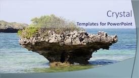  Presentation with coral - Slide deck having coral reef rock out of the water in the beautiful chale island near mombassa kenya background and a sky blue colored foreground