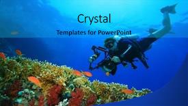  Presentation with tropical reef fish - Amazing slides having composite image of blonde businesswoman holding piggy bank backdrop and a ocean colored foreground