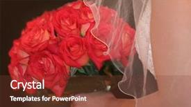  Presentation with roses - Amazing presentation design having coral wedding - bride holding red roses bouquet backdrop and a tawny brown colored foreground
