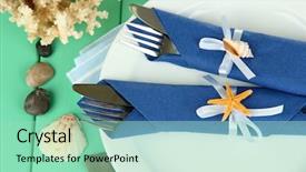  Presentation with elegant table setting - PPT theme featuring coral wedding - marine table setting on color background and a  colored foreground