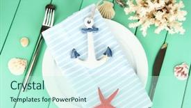  Presentation with table setting - Amazing presentation theme having coral wedding - marine table setting on color backdrop and a  colored foreground
