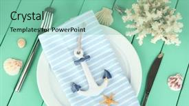  Presentation with elegant table setting - PPT theme with coral wedding - marine table setting on color background and a  colored foreground