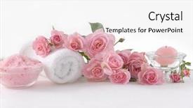  Presentation with pink rose - Amazing PPT layouts having coral wedding - pink rose blossoms with rolled backdrop and a white colored foreground