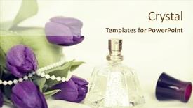  Presentation with tulips - Slides featuring coral wedding - vintage still life with purple background and a cream colored foreground