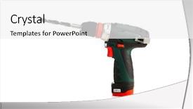  Presentation with cordless - Slides with cordless drill isolated on white background and a white colored foreground