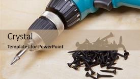  Presentation with cordless - Slides featuring cordless-drill-with-screws-diy background and a coral colored foreground