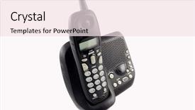  Presentation with cordless - Amazing slides having cordless phone with dock station closeup with white background backdrop and a lemonade colored foreground