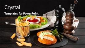  Presentation with nuggets - Slide set enhanced with cordon bleu and chicken nuggets background and a black colored foreground