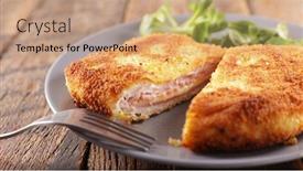  Presentation with cheese - Presentation theme consisting of cordon-bleu-chicken-fillet background and a coral colored foreground