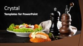  Presentation with nuggets - Beautiful slide deck featuring cordon bleu chicken nuggets and french fries backdrop and a black colored foreground