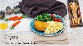  Presentation with macaroni - Colorful presentation design enhanced with cordon-bleu-macaroni-pasta backdrop and a soft green colored foreground