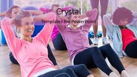  Presentation with gender equality parity empower women - Presentation theme consisting of core - attractive women doing sit ups background and a coral colored foreground