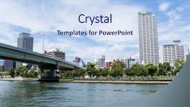  Presentation with partikel japan - Amazing slide deck having core bank - osaka nakanoshima japan backdrop and a sky blue colored foreground