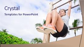  Presentation with cross - Colorful PPT theme enhanced with core cross training fit woman backdrop and a sky blue colored foreground