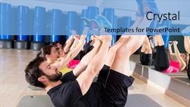  Presentation with group training - Presentation featuring abdominal plate training core group background and a light blue colored foreground