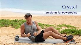  Presentation with russian - PPT layouts featuring core obliques and abdominal muscle background and a sky blue colored foreground