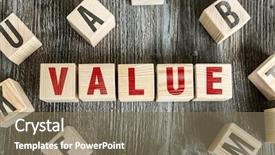  Presentation with blocks - Cool new PPT theme with core values - wooden blocks with the text backdrop and a violet colored foreground