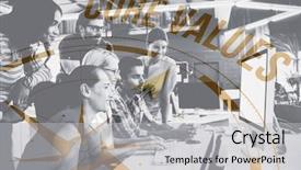  Presentation with team compass - Theme having core values against compass background and a light gray colored foreground