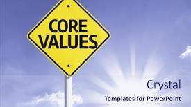  Presentation with management - Slides having core values road sign background and a sky blue colored foreground