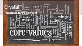  Presentation with ethics values - Theme consisting of core values word cloud background and a tawny brown colored foreground