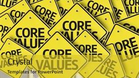  Presentation with value education core values teamwork - PPT theme having core values written on multiple background and a gold colored foreground