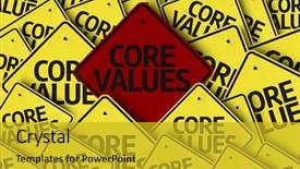  Presentation with business value - Slide deck having core values written on multiple background and a gold colored foreground