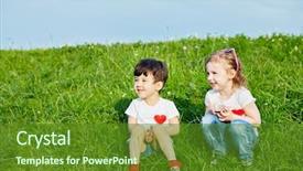  Presentation with lid - Slide set featuring corean - two little children sit background and a  colored foreground