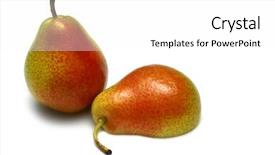  Presentation with pear - Presentation theme enhanced with corella or forelle pear whole and half isolated on white background and a white colored foreground