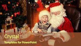  Presentation with santa claus and reindeers - Cool new presentation theme with coren - santa claus and happy boy backdrop and a red colored foreground