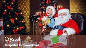  Presentation with santa - Presentation design having coren - santa claus and laughing cute background and a tawny brown colored foreground