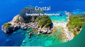  Presentation with turquoise beach - Presentation theme having corfu-island-best-beaches-greece background and a teal colored foreground
