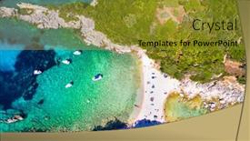  Presentation with turquoise beach - Theme with corfu-island-greece-aerial-drone background and a gold colored foreground