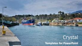  Presentation with corinth - Amazing PPT theme having corinth-canal-connects-the-gulf backdrop and a teal colored foreground