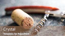  Presentation with corkscrew - Presentation theme with cork and corkscrew on old table background and a coral colored foreground