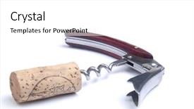  Presentation with corkscrew - Presentation theme enhanced with cork and elegant corkscrew mahogany pieces isolated on white background and a white colored foreground