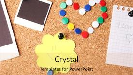  Presentation with cork - Presentation design with cork board with notes background and a coral colored foreground