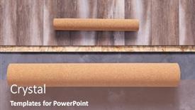  Presentation with cork - Beautiful slide deck featuring cork-roll-and-laminate-floor backdrop and a coral colored foreground