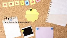  Presentation with bulletin board cork pin - Cool new PPT theme with corkboard - cork board with notes backdrop and a coral colored foreground