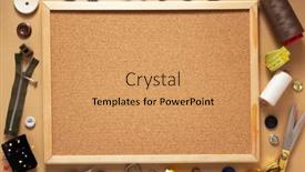  Presentation with sewing tools - Slide set enhanced with corkboard-with-tailor-or-sewing background and a coral colored foreground