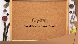  Presentation with sewing tools - Colorful presentation design enhanced with corkboard-with-tailor-or-sewing backdrop and a coral colored foreground